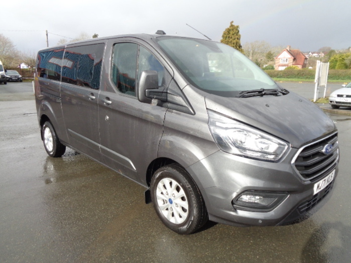 Ford Transit Custom Limited Double cab Van, 2.0 TDCI, Grey, 2021, 71 reg, 2 additional seats, Towbar, side windows fitted.