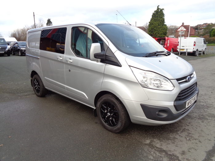 Ford Transit Custom Limited 2.0 TDCI, 130PS,  Double cab Van, Silver, 2017, 67 reg, Black Alloy wheels, New engine fitted at main dealer.